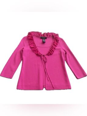Cable & Gauge Pink Ruffle Tie-Front twofer top .